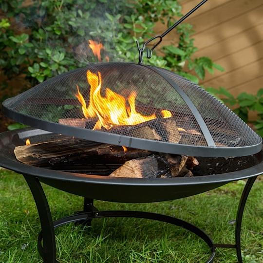 Sun Joe SJFP30 30-Inch Round Steel Fire Pit w/Dome Screen and Poker - Image 7