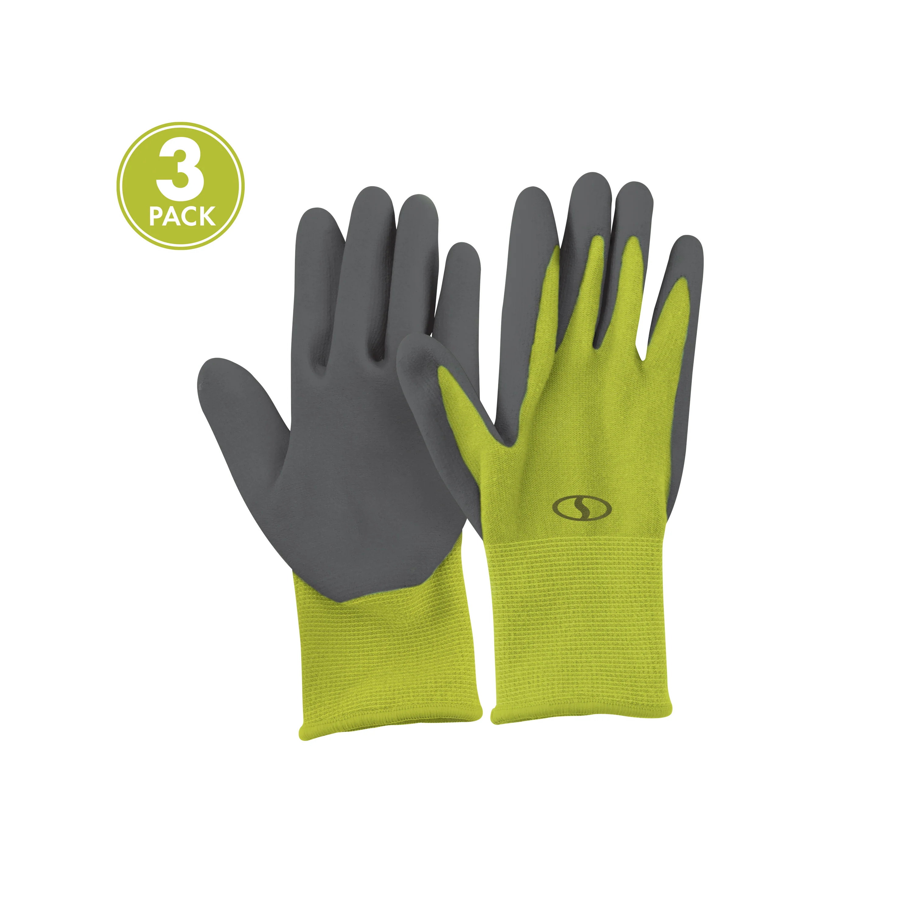 Sun Joe GGNP-S3-SJG Nitrile-Palm Reusable/Washable Gloves for Gardening, DIY Work, Cleaning, and More | Tactile | One Size Fits Most | 3-Pack (Green) - Image 4