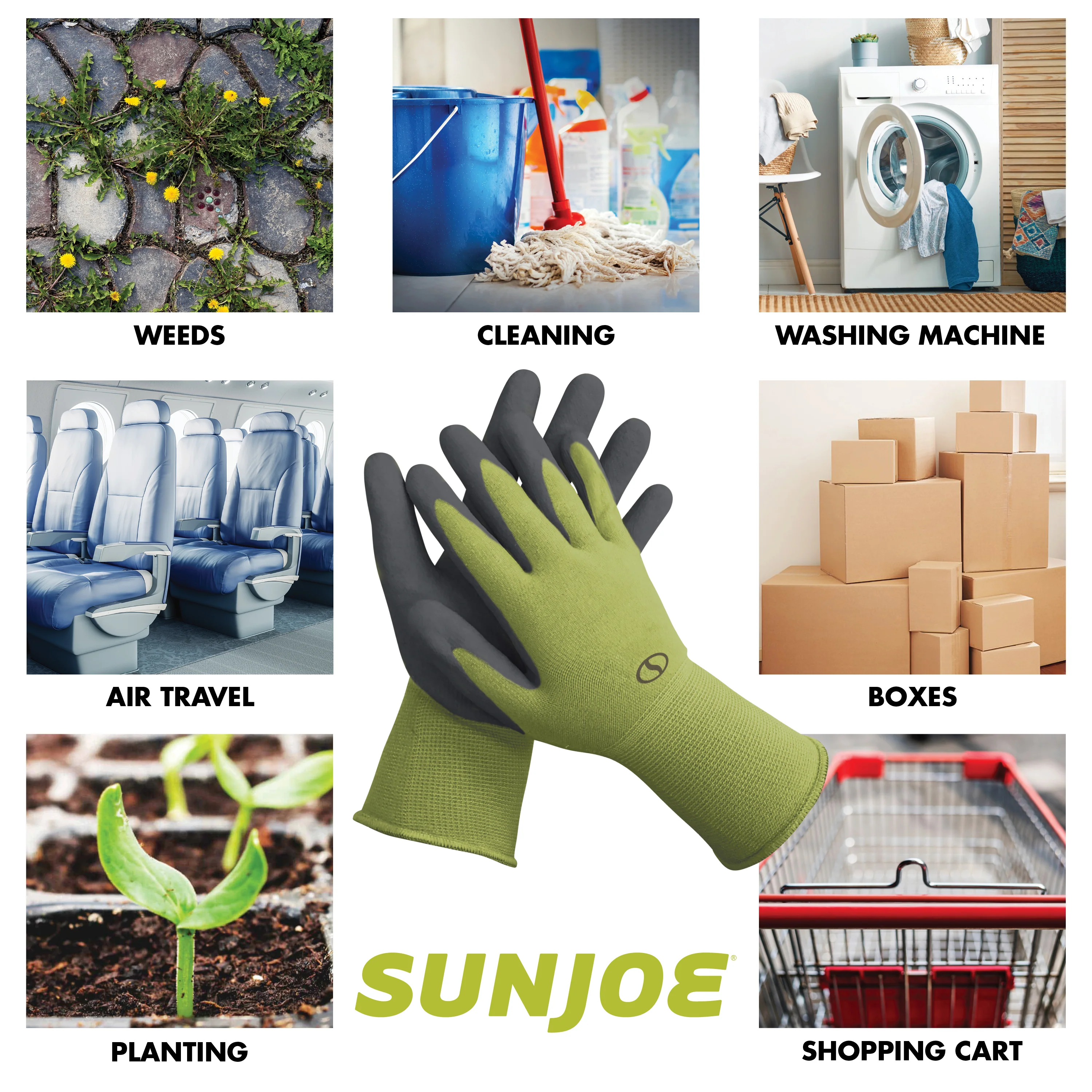 Sun Joe GGNP-S3-SJG Nitrile-Palm Reusable/Washable Gloves for Gardening, DIY Work, Cleaning, and More | Tactile | One Size Fits Most | 3-Pack (Green) - Image 6