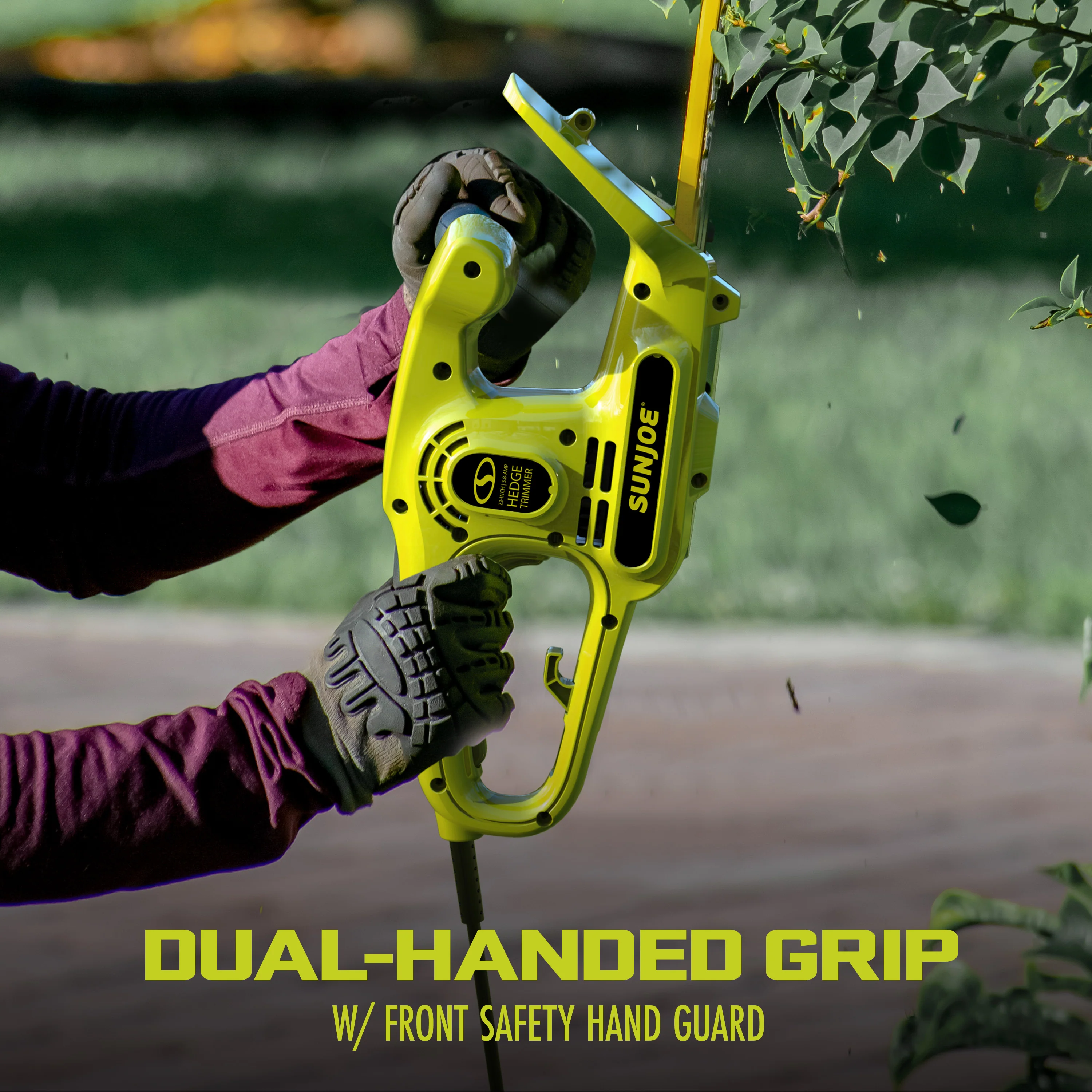 Sun Joe HJ22HTE-MAX Electric Dual-Action Hedge Trimmer | 22-Inch | 3.8 AMP | Dual-Handed Safety - Image 6