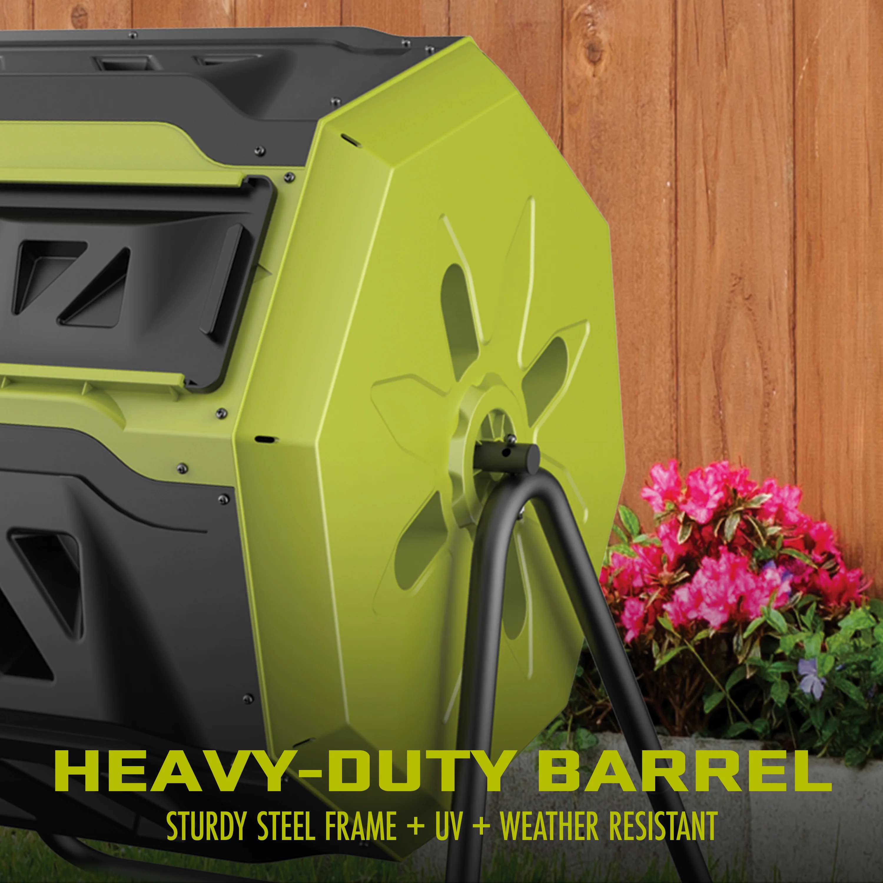 Sun Joe All-Season Outdoor Tumbling Composter | Dual Sliding Chamber | 42-Gallon | 2-10 Weeks - Image 6