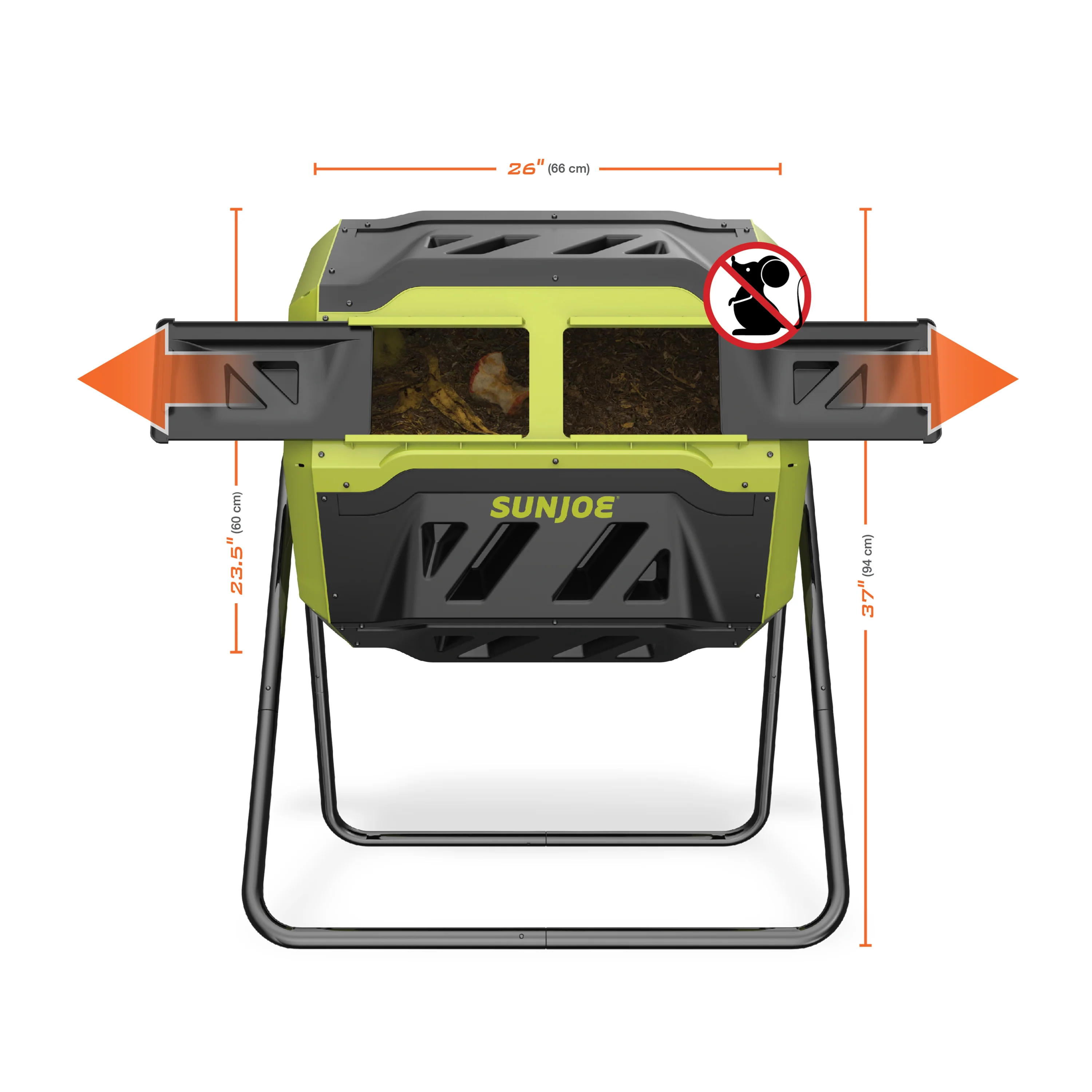 Sun Joe All-Season Outdoor Tumbling Composter | Dual Sliding Chamber | 42-Gallon | 2-10 Weeks - Image 9