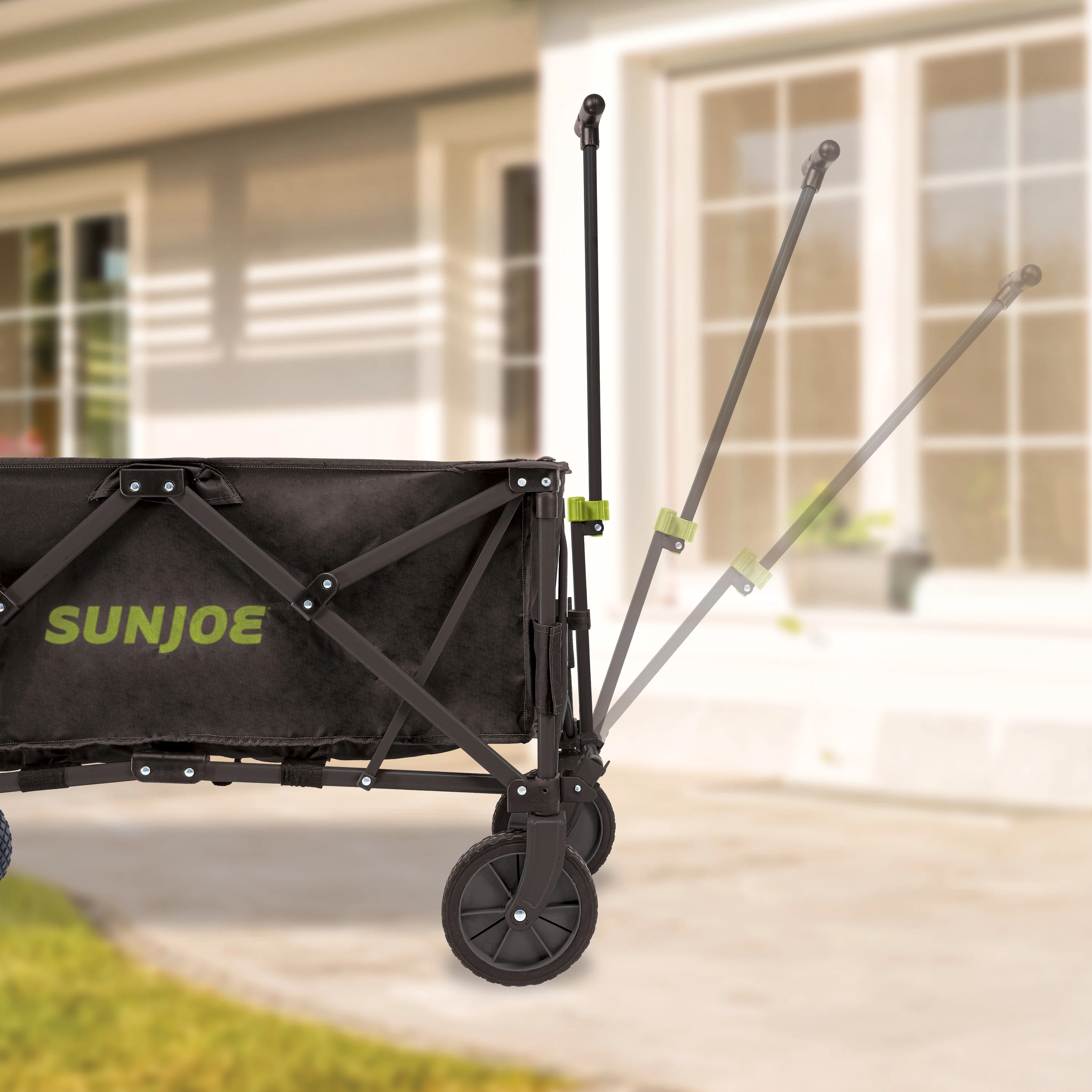 Sun Joe SJ-HDFC1 Heavy-Duty Metal Framed Garden Utility Wagon | w/ Swivel Front Wheels & Adjustable Handle | Collapsible Design for Easy Storage and Portability | 150 Lb. Load Capacity - Image 7