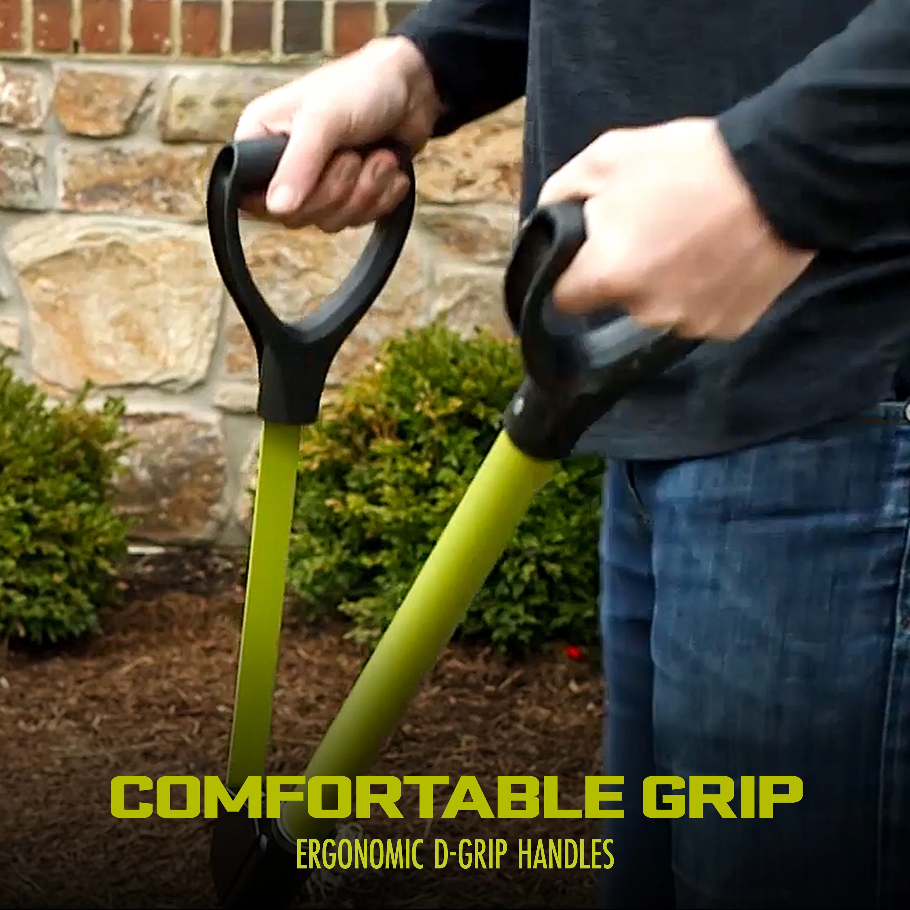 Sun Joe Shovelution Strain-Reducing Spear Head Digging Garden Shovel | Patented Shovelution Auxiliary Handle | 9-in Steel Head (Green) - Image 6