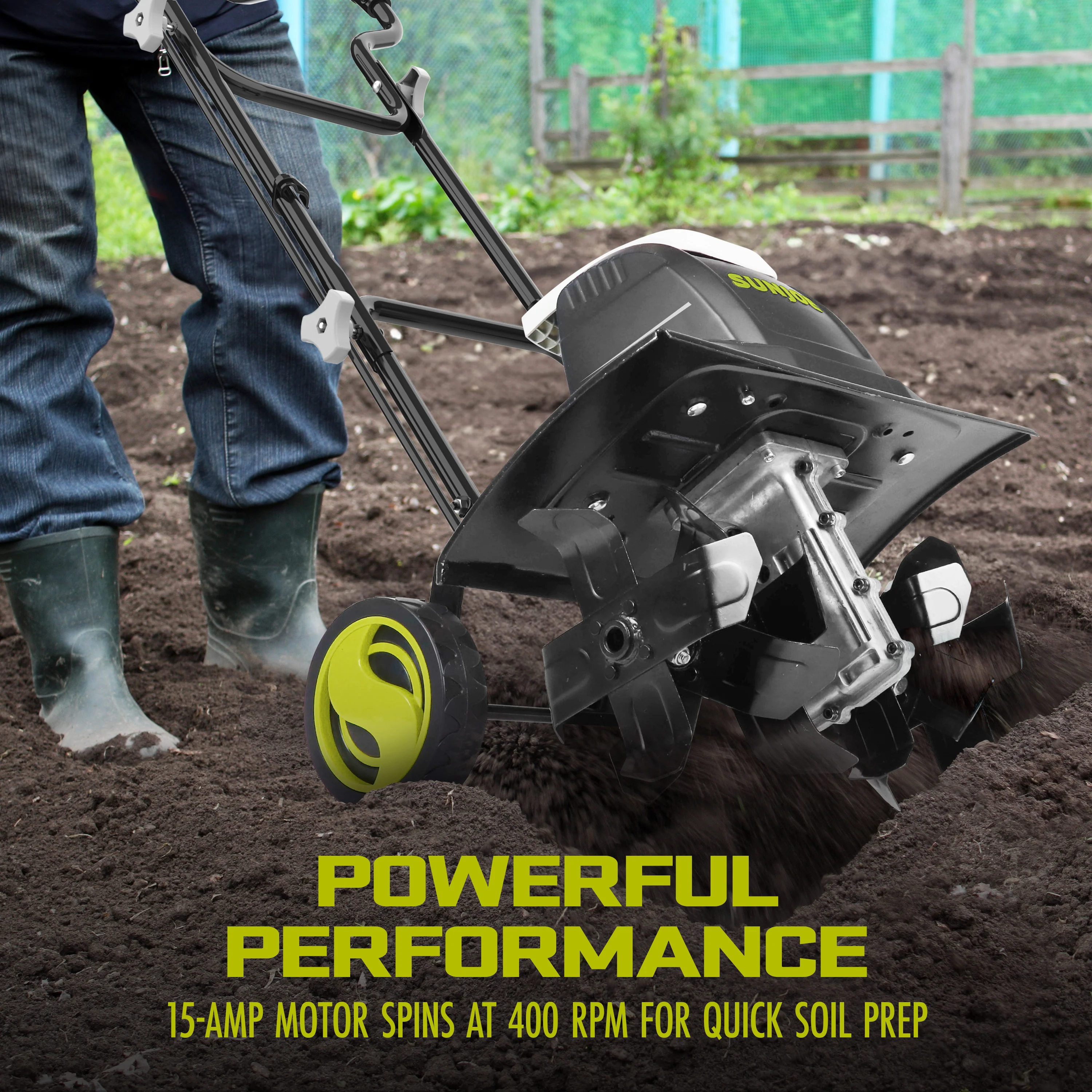 Sun Joe Electric Tiller + Cultivator | 15.7-inch | 15-Amp | 4-Position Height Adjustment - Image 3