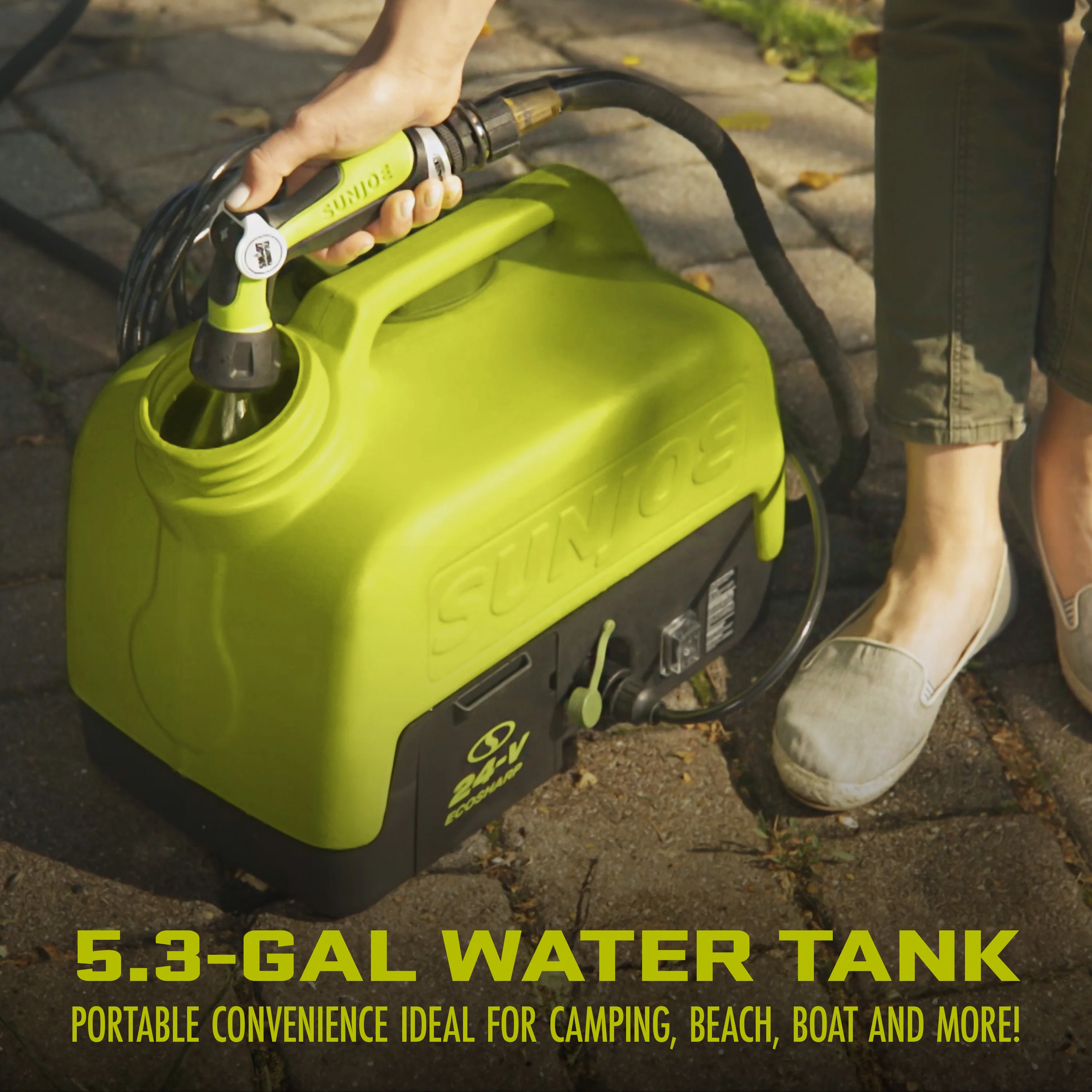 Sun Joe 24-Volt* IONMAX Cordless Go-Anywhere Portable Sink/Shower Spray Washer Kit | 5 Gal | 116 PSI Max* | 1.5 GPM Max* | W/ 2.0Ah Battery + Charger - Image 6